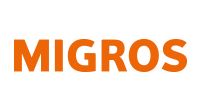 Das Logo von Migros in orange und weiß, klar und modern.